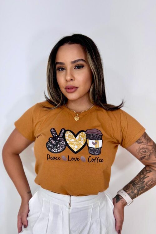 TSHIRT PAZ AMOR E CAFÉ